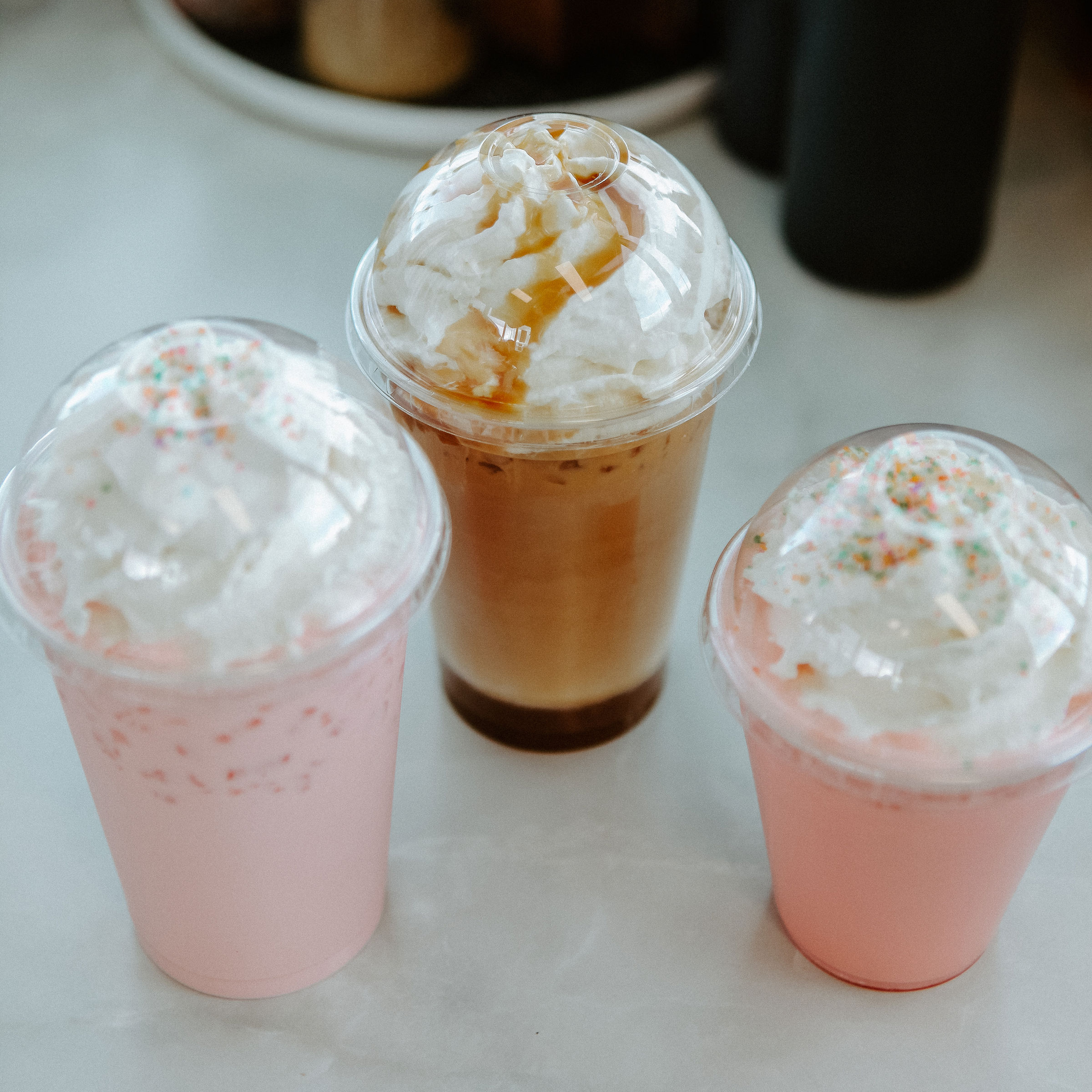 Three cold blended drinks